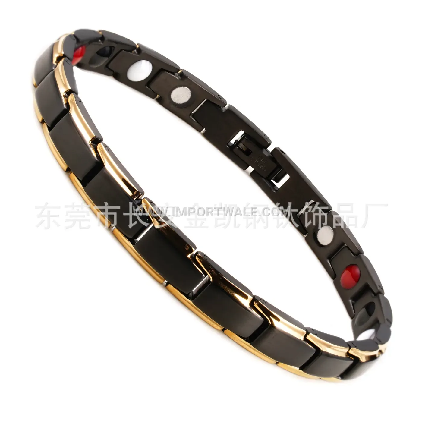 Geometric Two-Tone Titanium Steel Link Bracelet for Women
