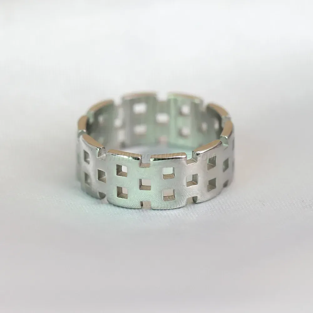Modern Hollow Watch Strap Style Stainless Steel Band Ring