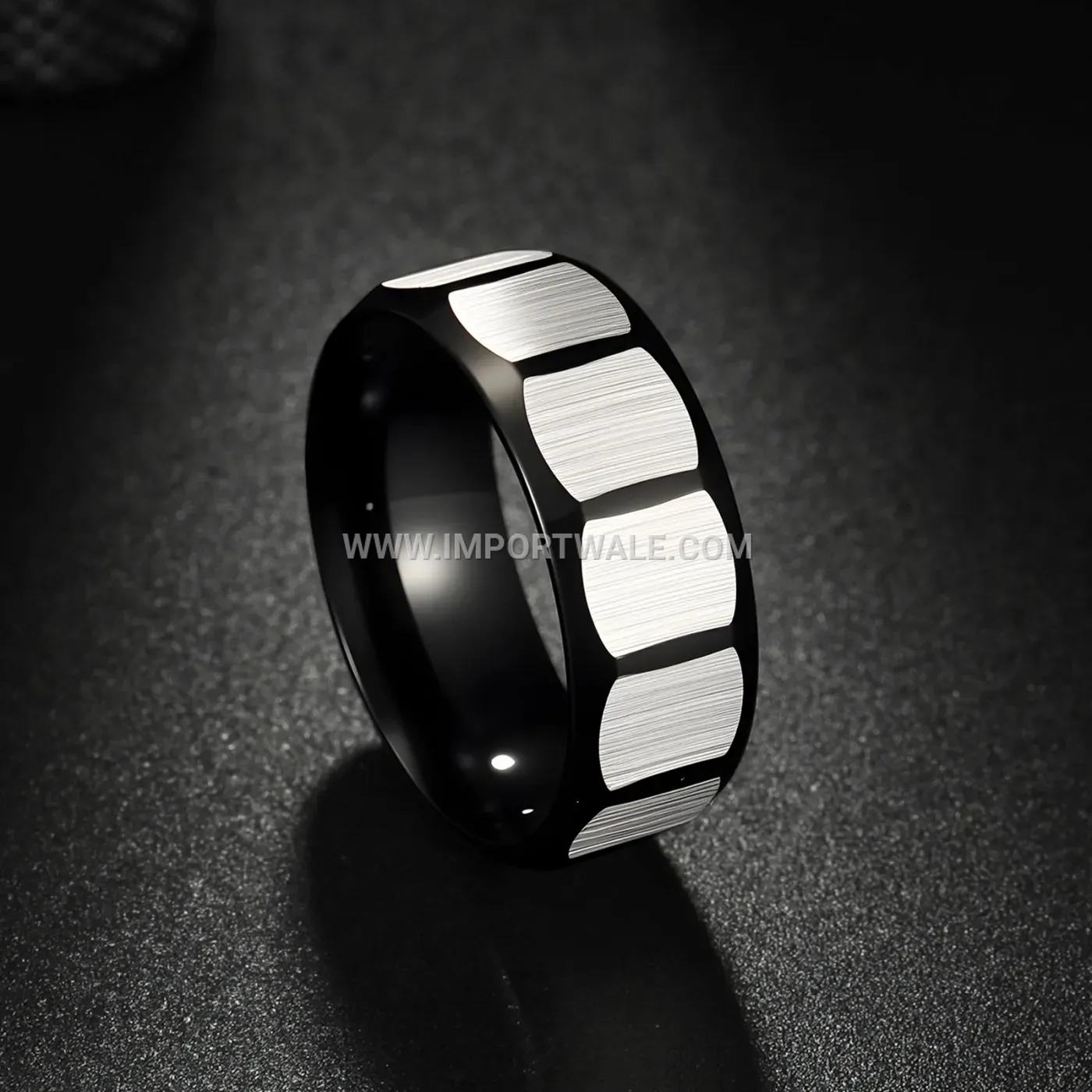 Frosted Geometric Faceted Stainless Steel Stacking Ring
