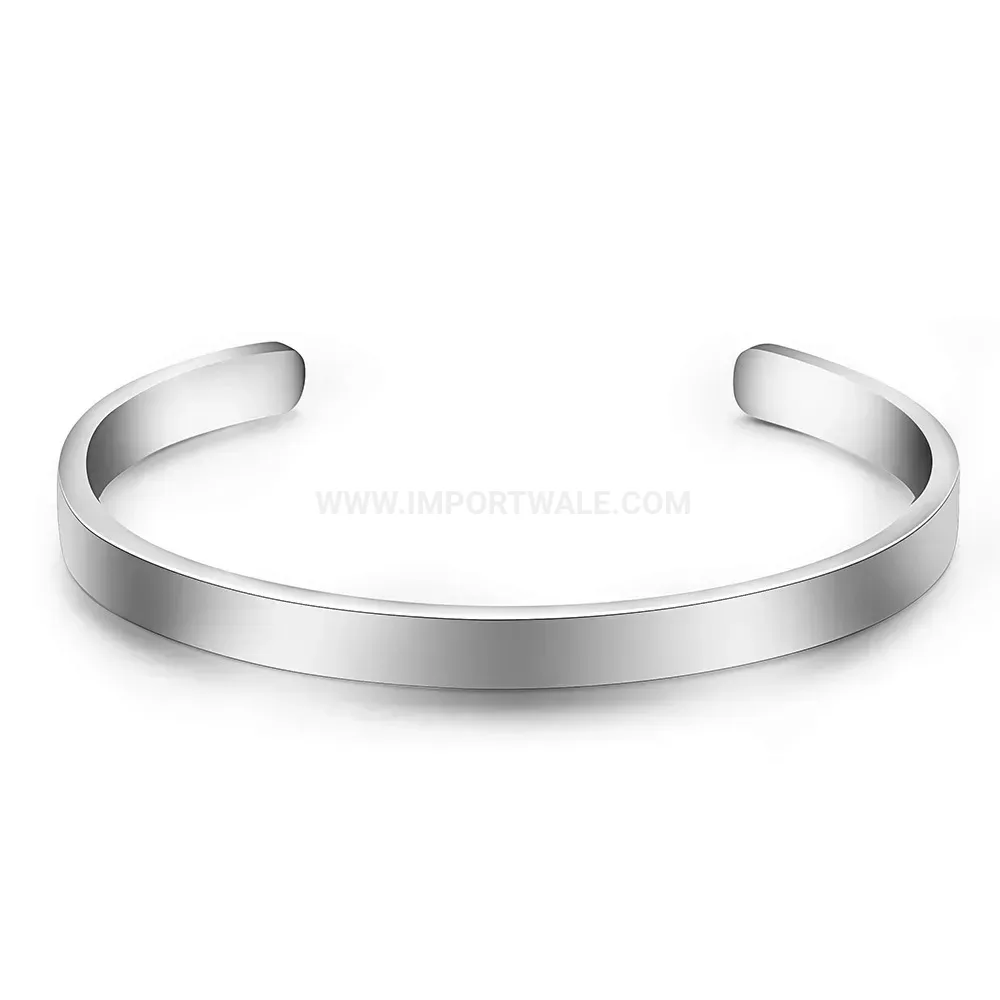 Designer Polished C-Shape Stainless Steel Open Cuff Bracelet