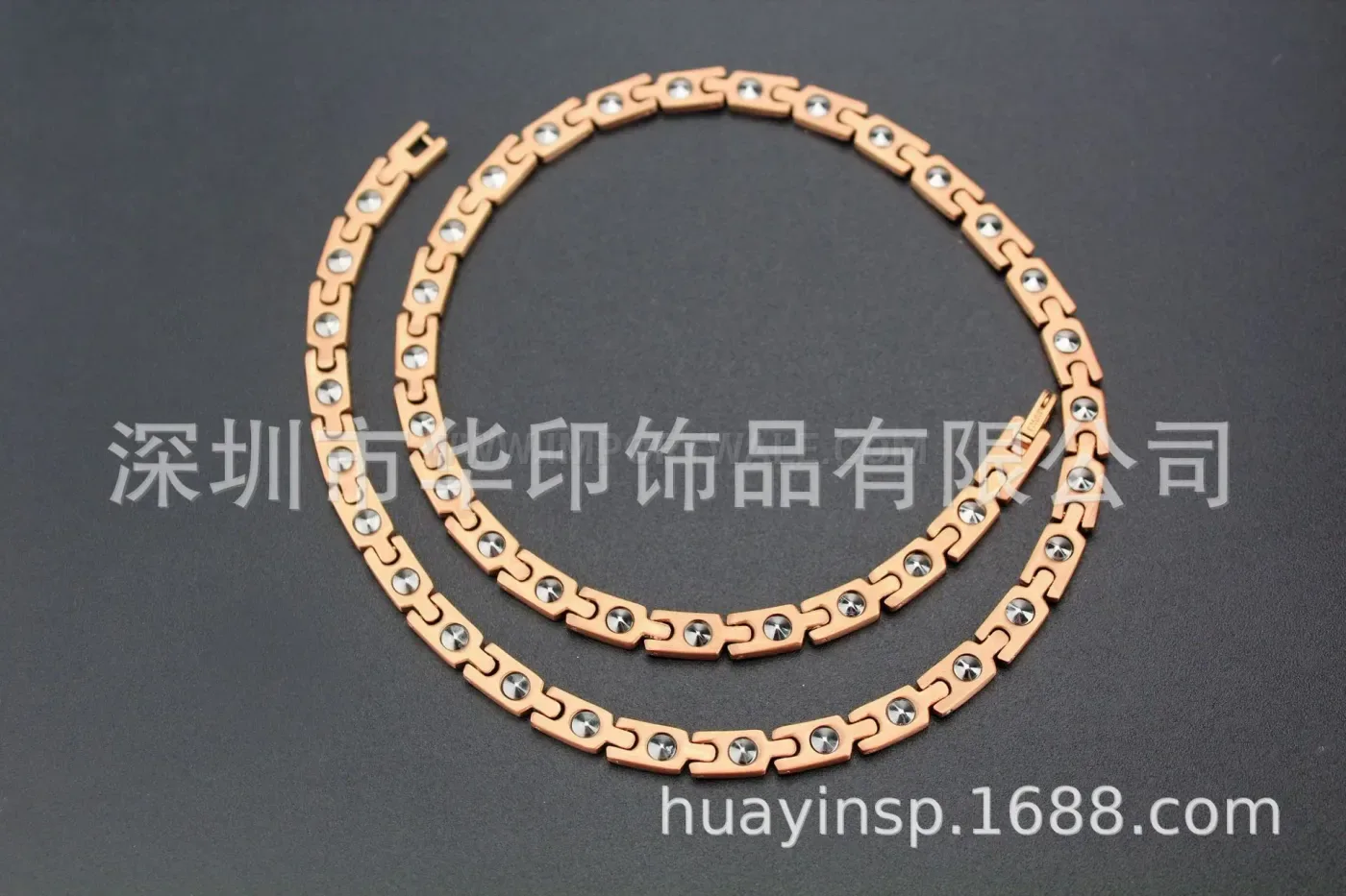 Modern Rose Gold Titanium Germanium Bio Magnetic Chain Necklace