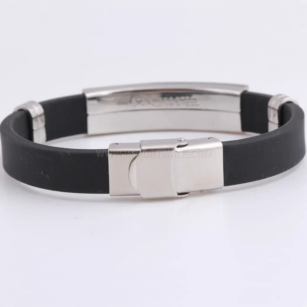 Men's Titanium Steel and Silicone Cross Motif Bangle Bracelet