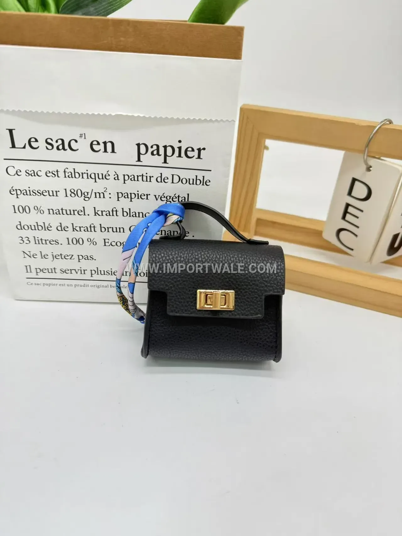 Mini Faux Leather Bag Charm Pendant