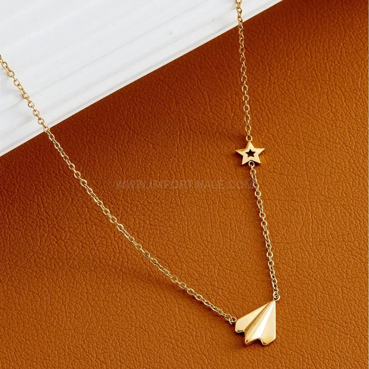 Classic Titanium Steel Airplane Charm Minimalist Chain Necklace