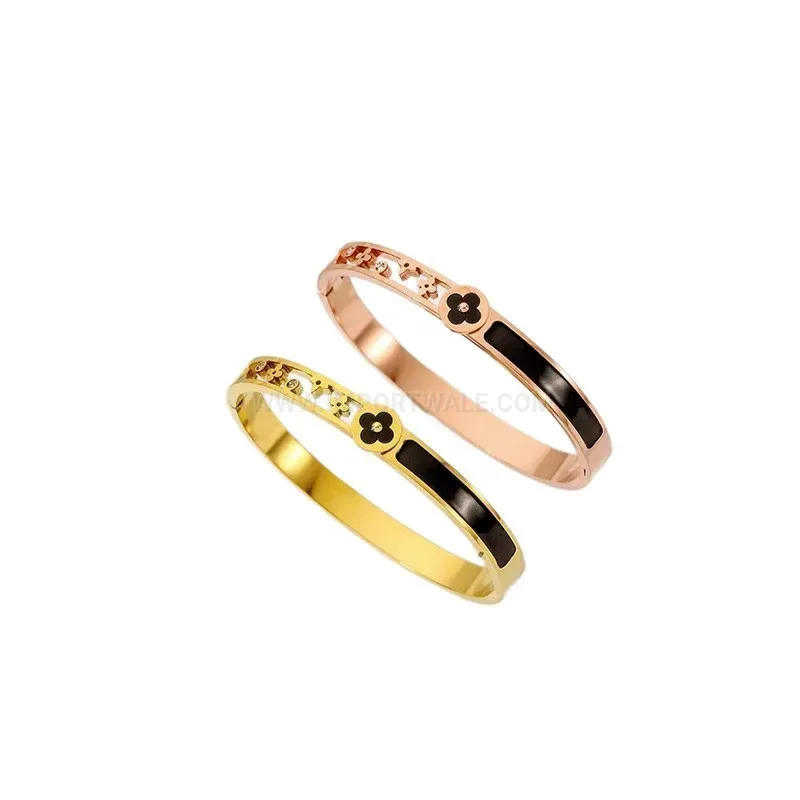 Elegant Mother of Pearl Titanium Steel Open Cuff Bangle