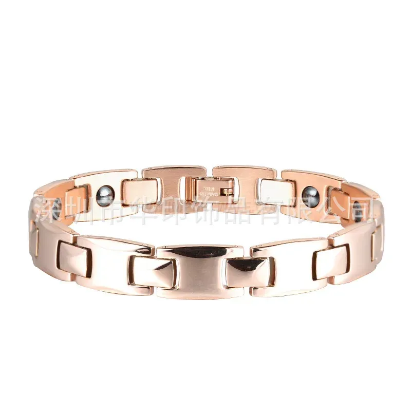 Heart Embedded Titanium Steel Magnetic Couple Bracelet