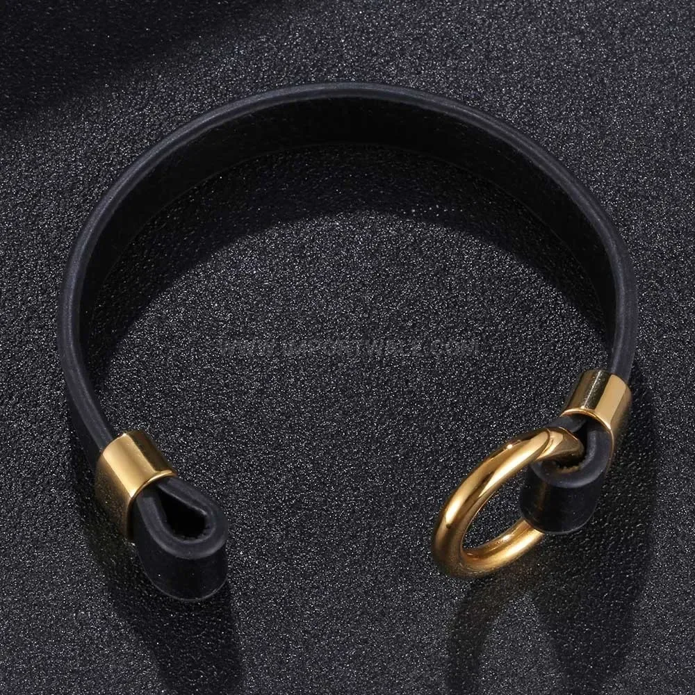 Minimalist Leather Cord Bracelet with Stainless Steel Spring Clasp