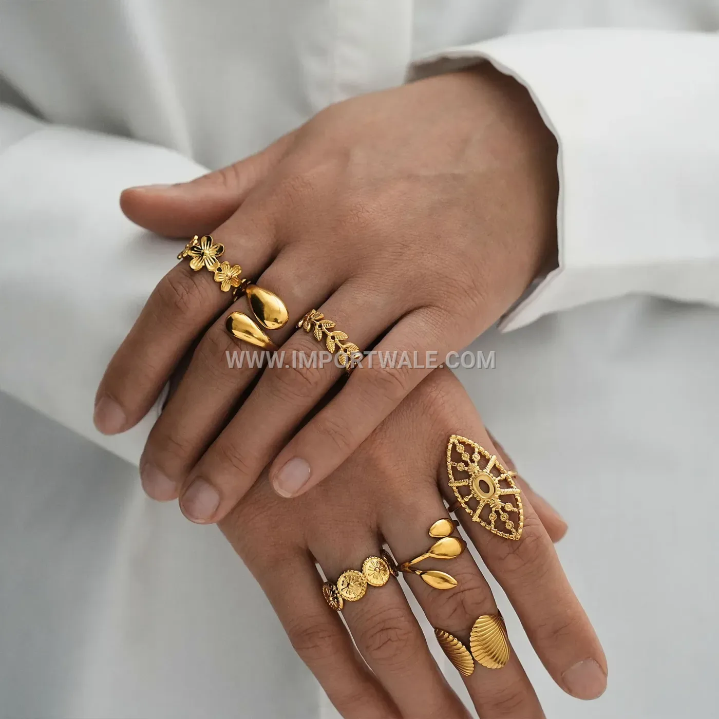 Gold Plated Stainless Steel Open Motif Ring