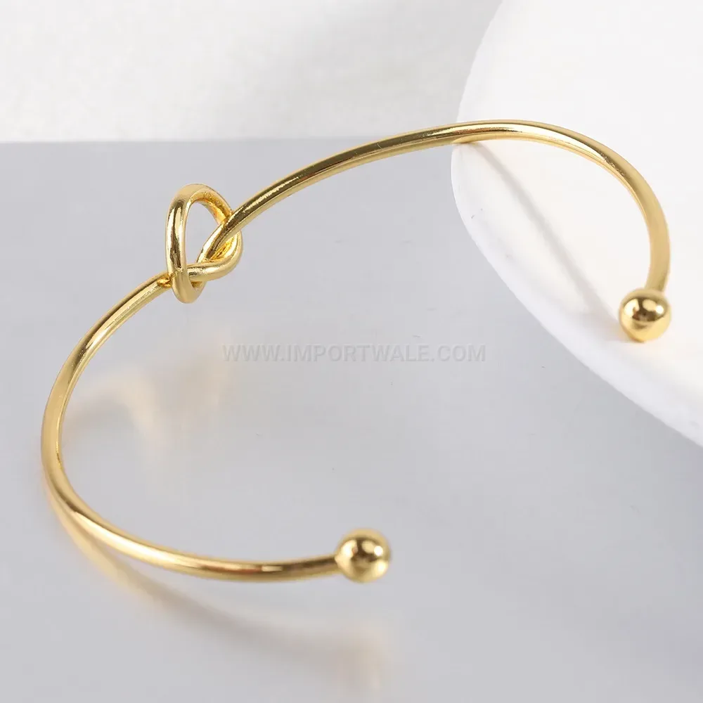 Chic Minimalist Stainless Steel Knot Open Bangle Bracelet