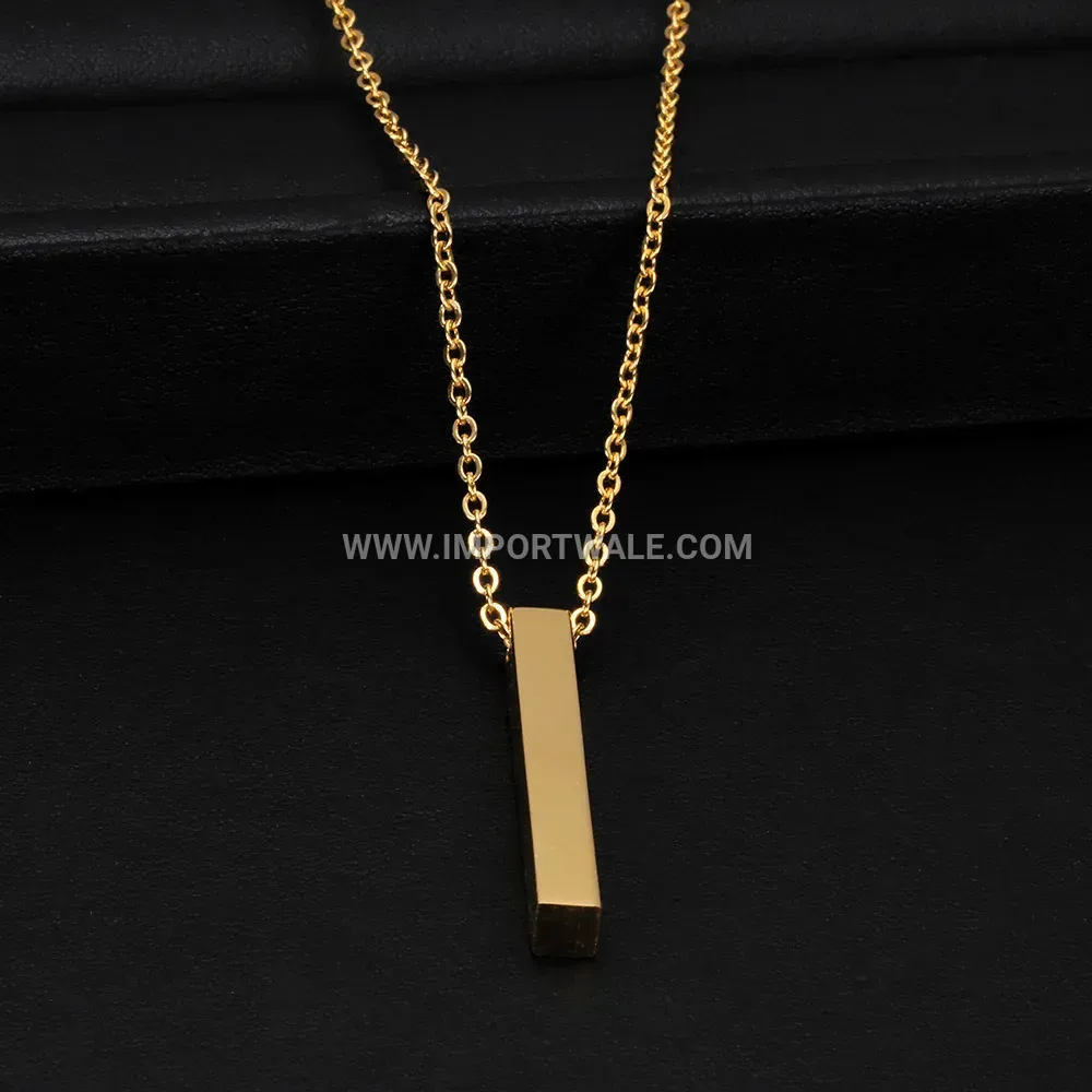 Sleek Stainless Steel Rectangle Bar Pendant Necklace