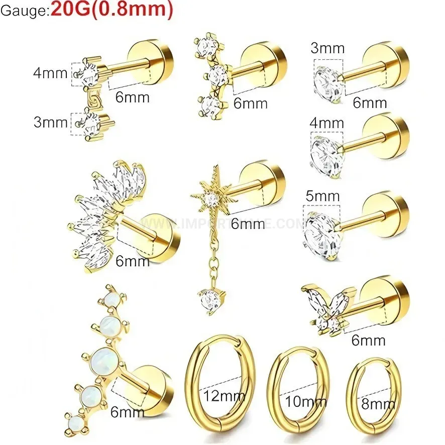 Chic Sparkling Cubic Zirconia Butterfly Stainless Steel Ear Stud Set