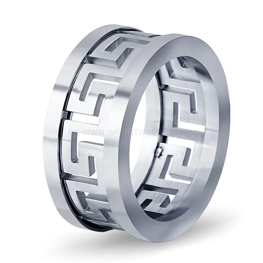 Stylish Cutout Lattice Motif Stainless Steel Statement Ring