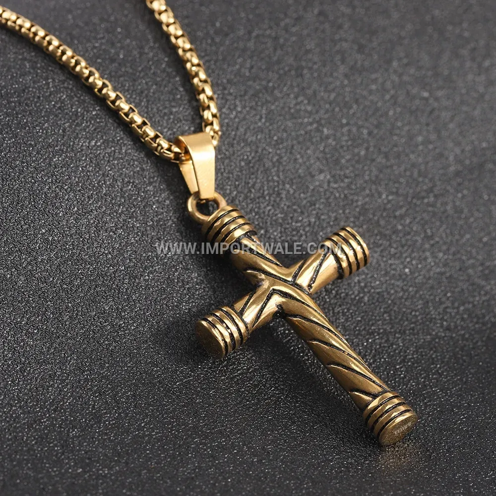 Twisted Stripe Stainless Steel Pendant Necklace