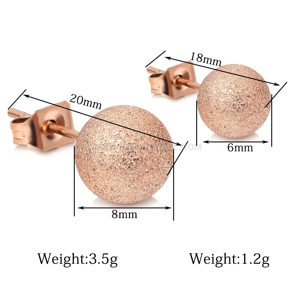 Contemporary Frosted Stainless Steel Round Stud Earrings