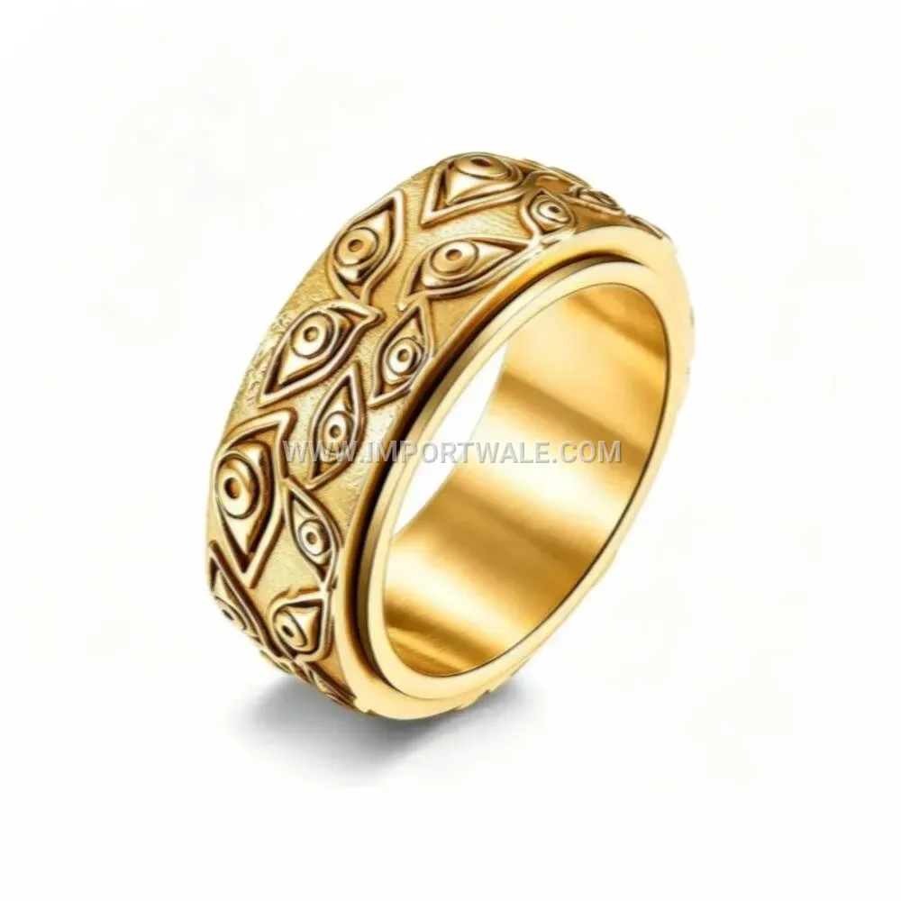 Stainless Steel Rotatable Devil Eye Ring
