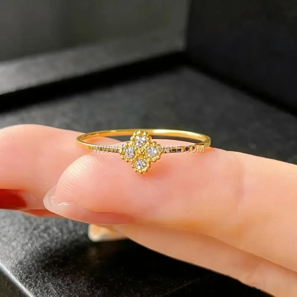 Floral Stainless Steel Zircon Engagement Ring