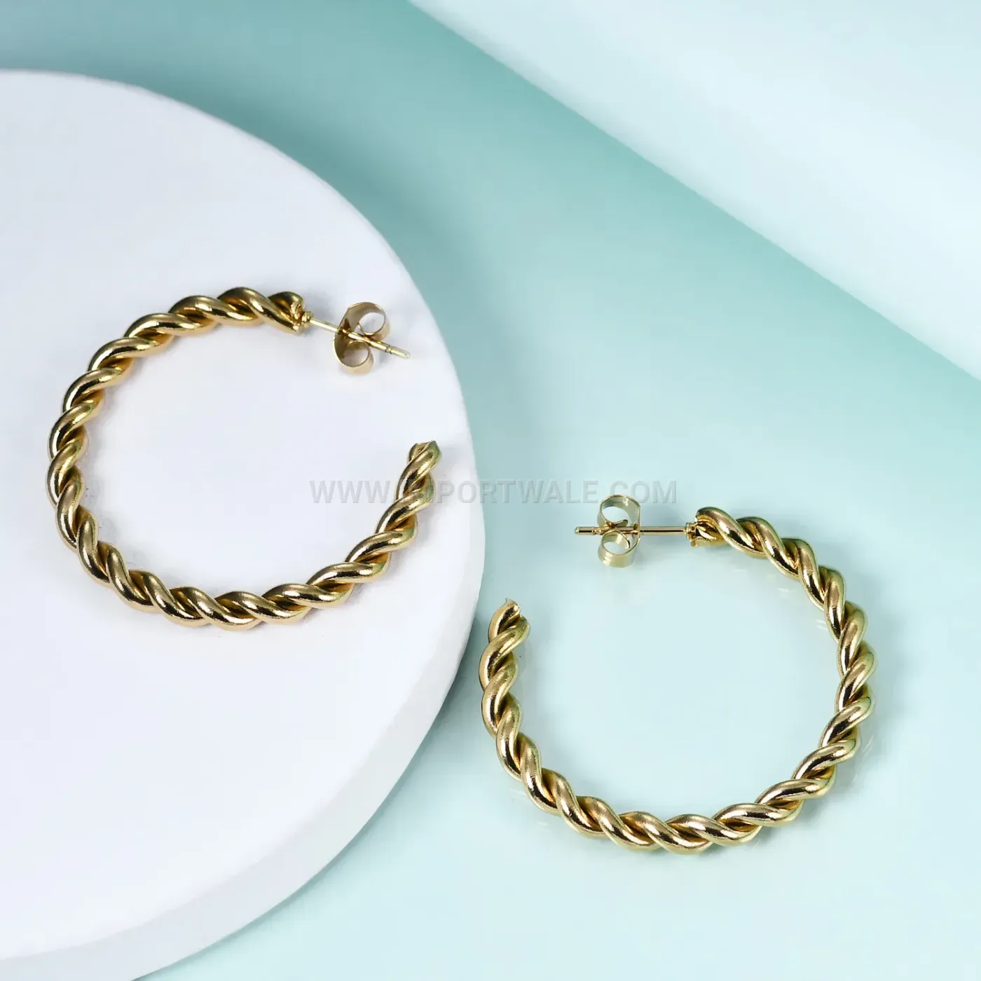 Chic Twisted Stainless Steel Hoop Earrings