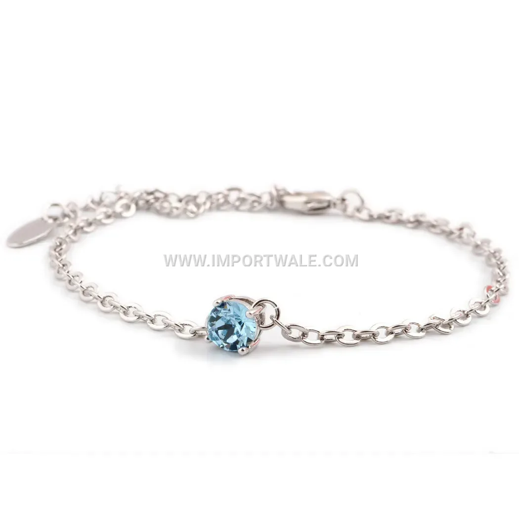 Stainless Steel Rhinestone Crystal Charm Bracelet