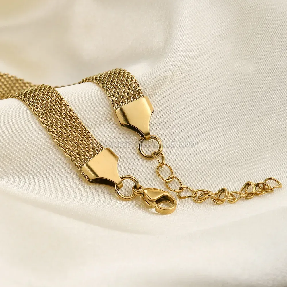 Minimalist Hollow Wide Metallic Stainless Steel Choker Necklace