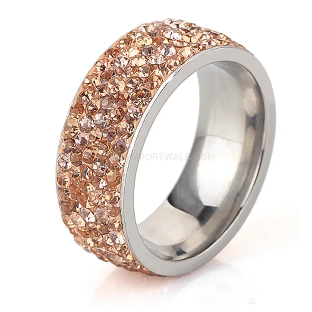 Five Row Rhinestone Stainless Steel Statement Ring