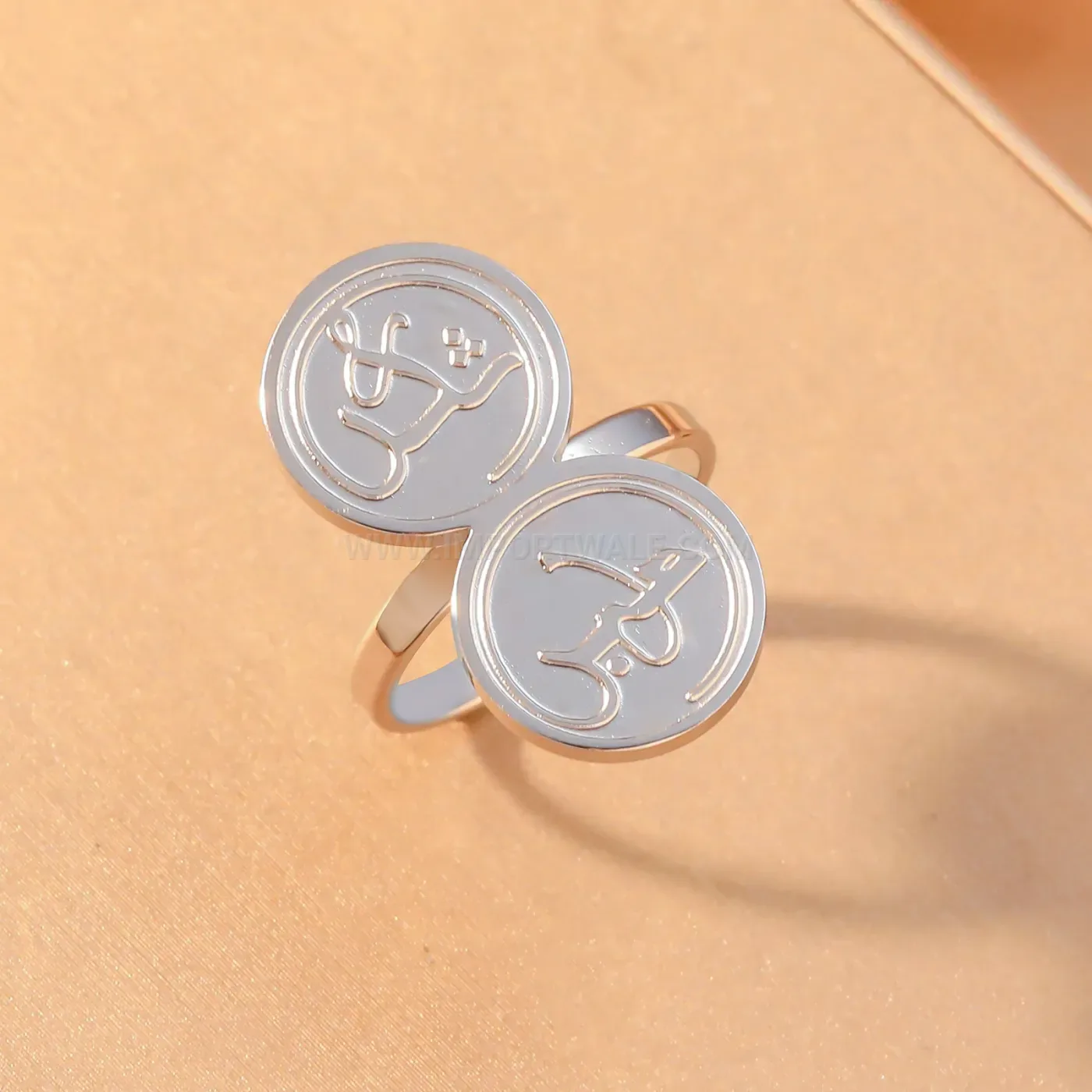 Elegant Adjustable Stainless Steel Oval Signet Ring with Islamic Allah Motif