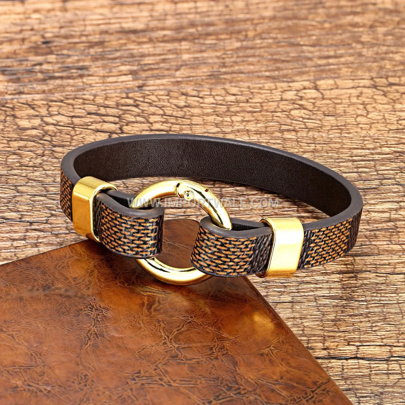 Woven Leather Bracelet with Sleek Metallic Magnetic Fastener