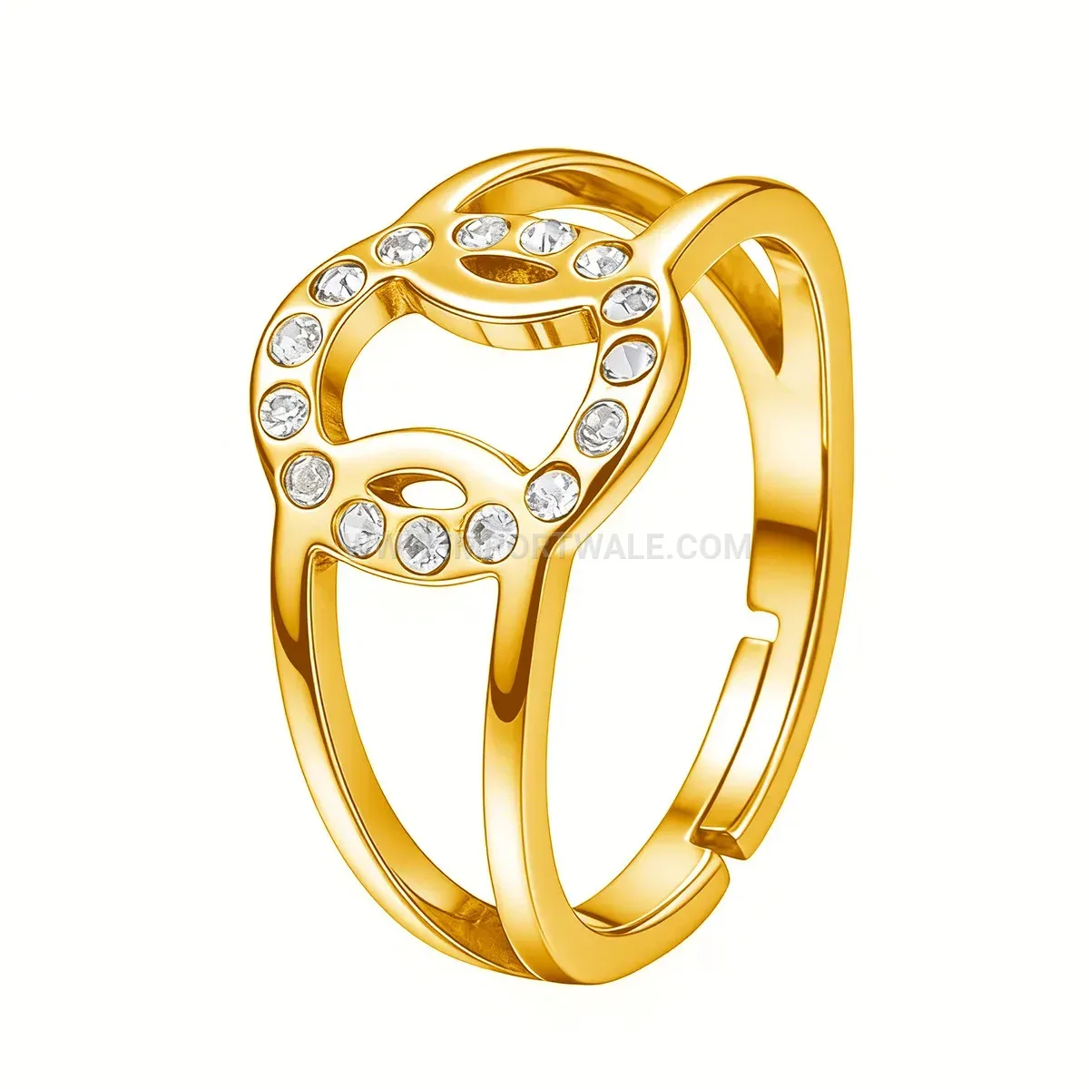 Intertwined Cubic Zirconia Heart Stainless Steel Ring