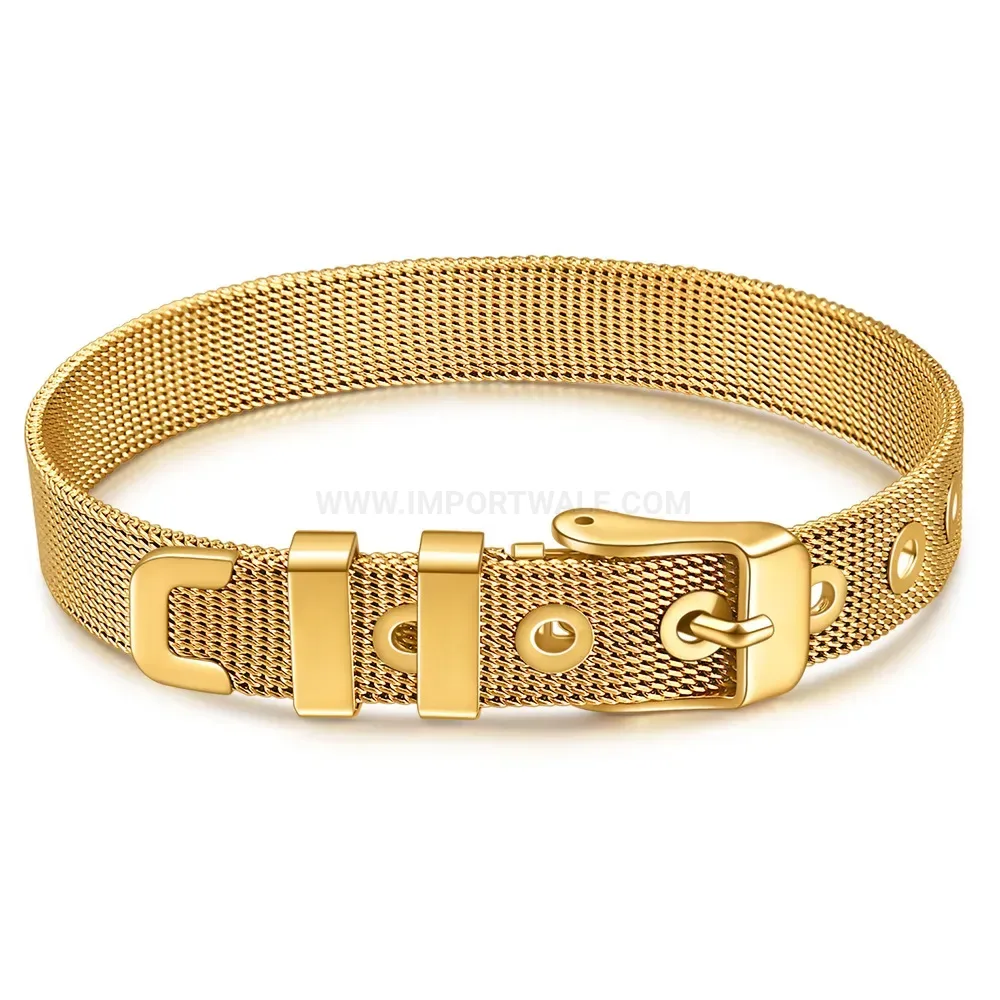 Sleek Stainless Steel Mesh Watchband Style Bracelet