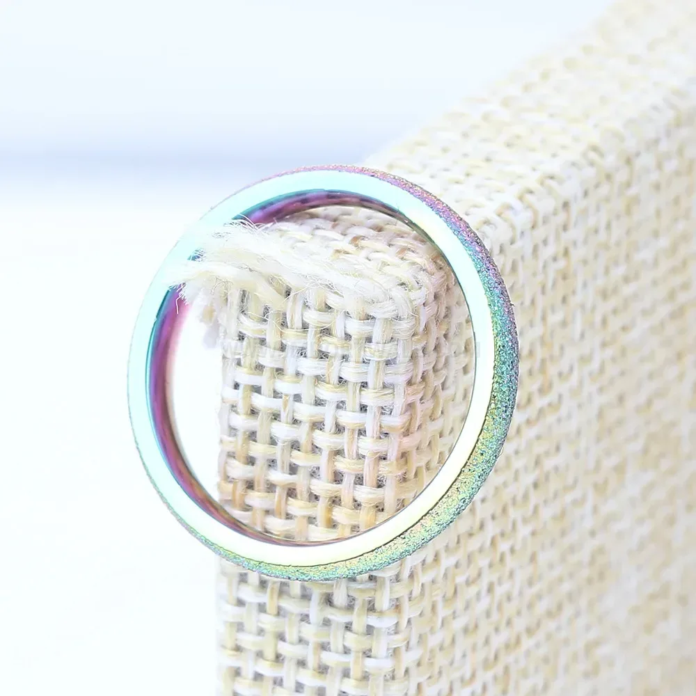 Stylish Frosted Rainbow Sand Stainless Steel Slim Band Ring