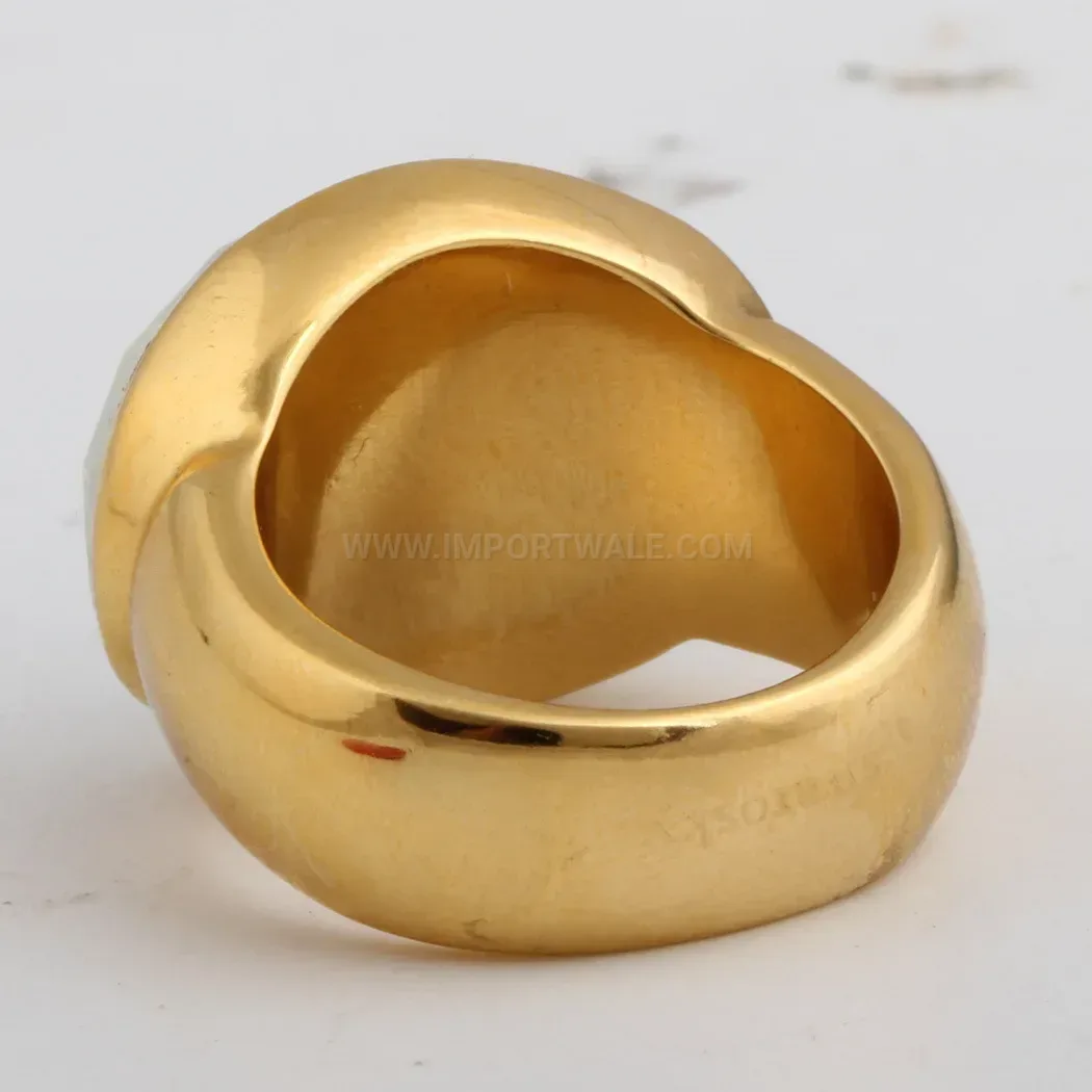 Chic 18K Gold Plated Stainless Steel U-Shaped Crystal Ring