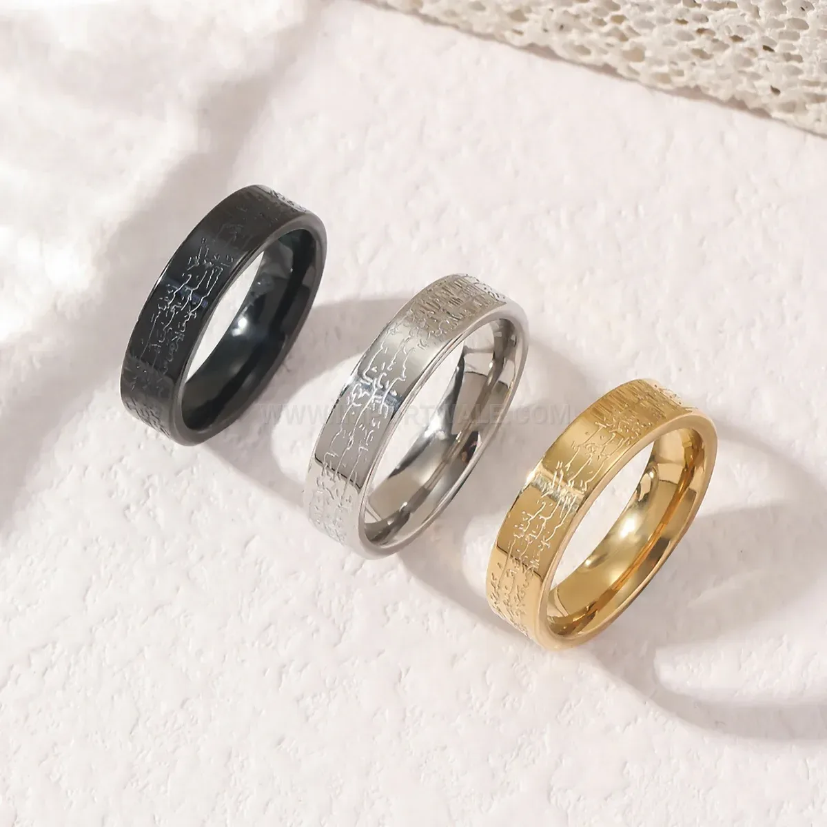 Trendy Stainless Steel Ayatul Kursi Arabic Calligraphy Script Ring