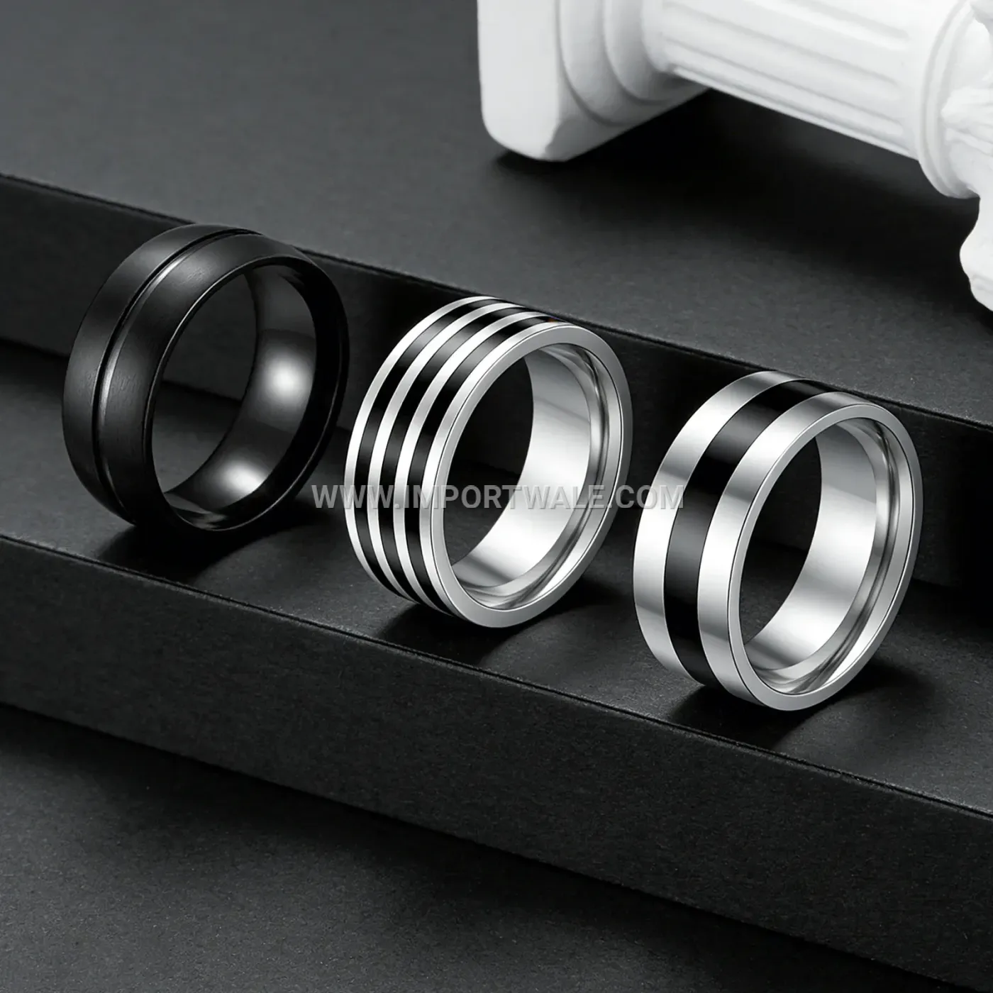 Drip Oil Geometric Stainless Steel Couple Ring