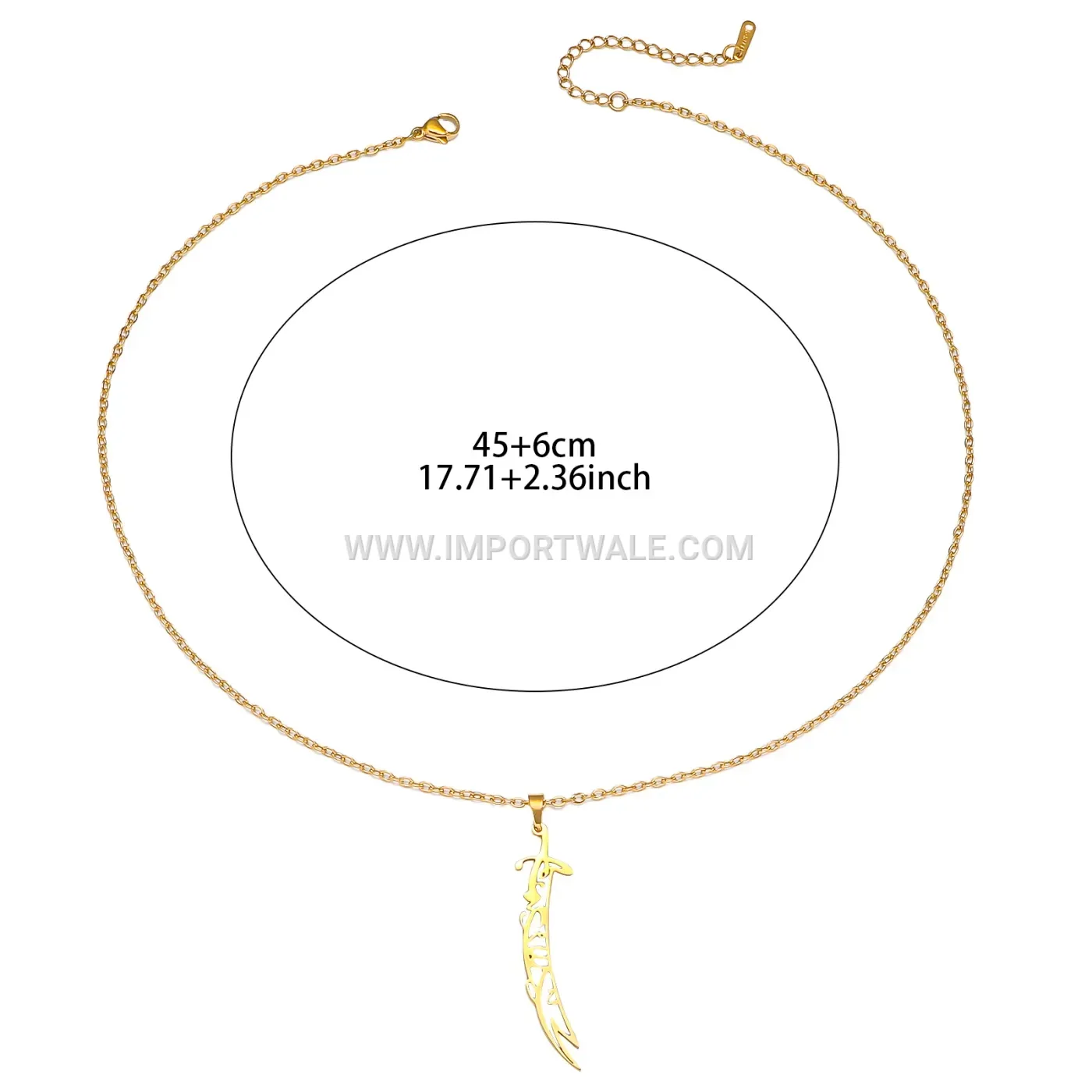 Stainless Steel Zulfiqar Sword Islamic Pendant Link Chain Necklace