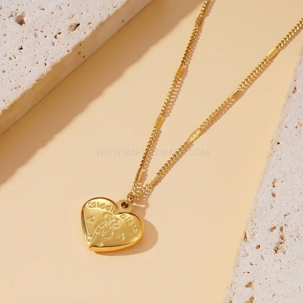 Elegant Titanium Steel Heart Charm Pendant Clavicle Necklace
