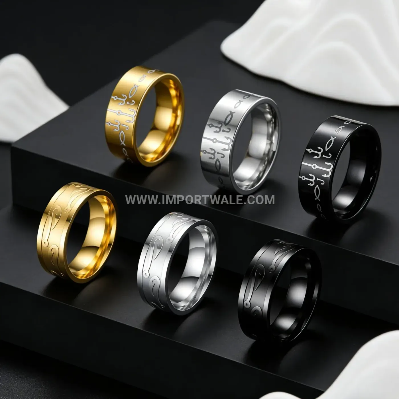 Fishhook Motif Stainless Steel Minimalist Ring
