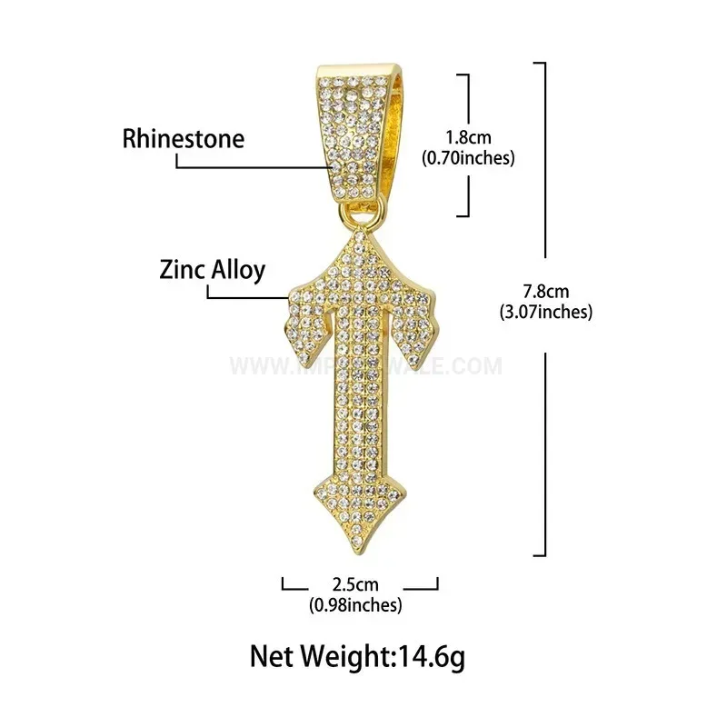 Trendy Rhinestone Arrow Pendant Alloy Cuban Link Chain Necklace