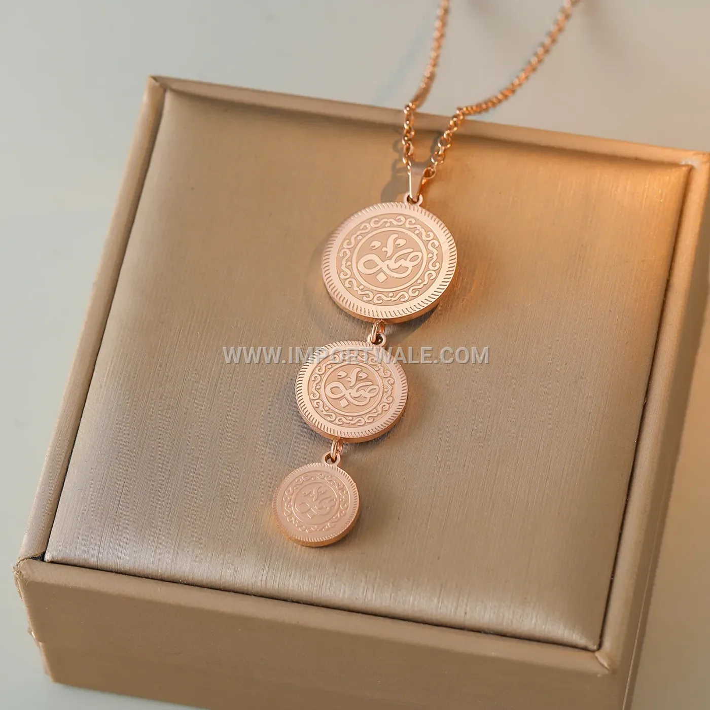 Stainless Steel Round Allah Pendant Necklace and Earrings Set