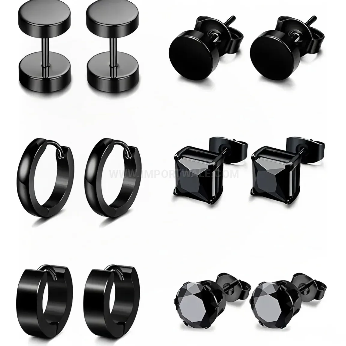 Bold Minimalist Titanium Steel Geometric Ear Stud Hoop Set