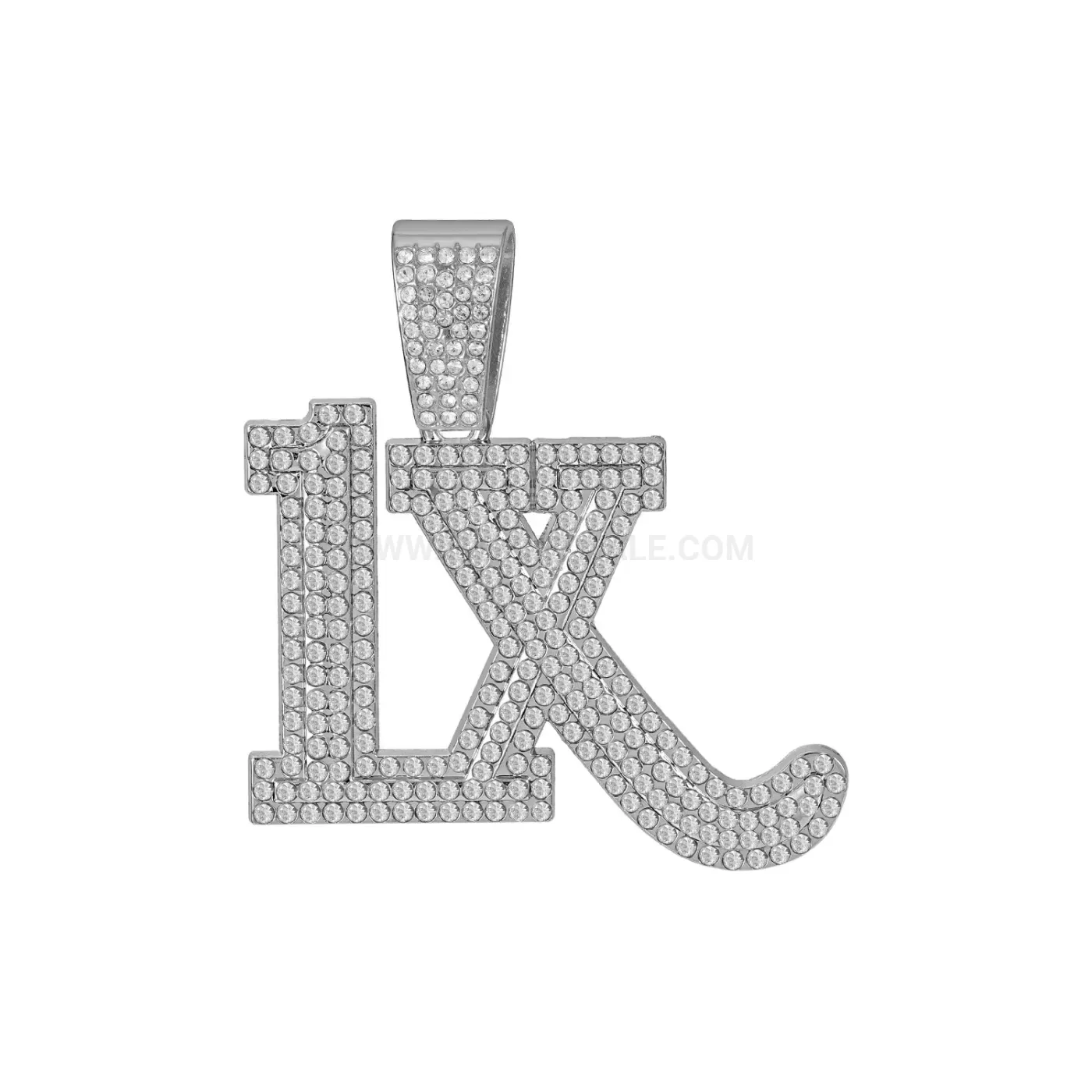 Elegant Full Rhinestone Letter Pendant Zinc Alloy Cuban Chain Necklace