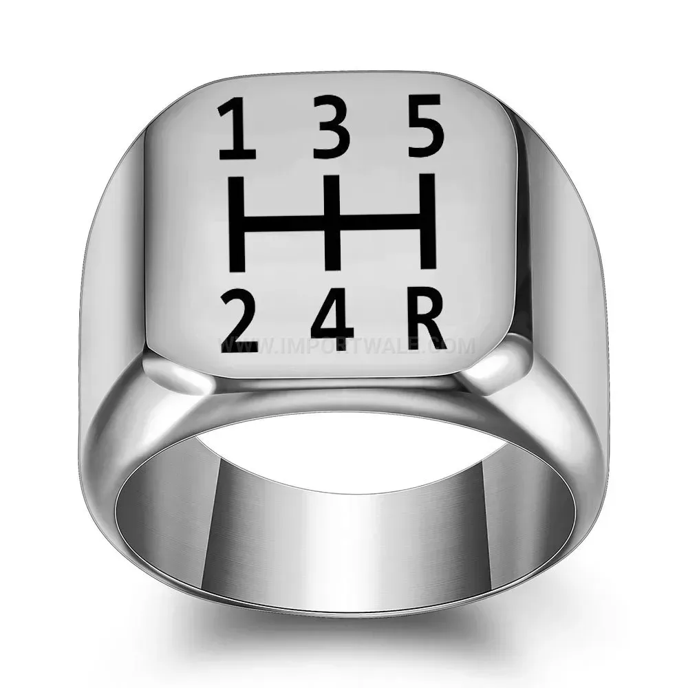 Fashion Laser Engraved Square Stainless Steel Signet Ring