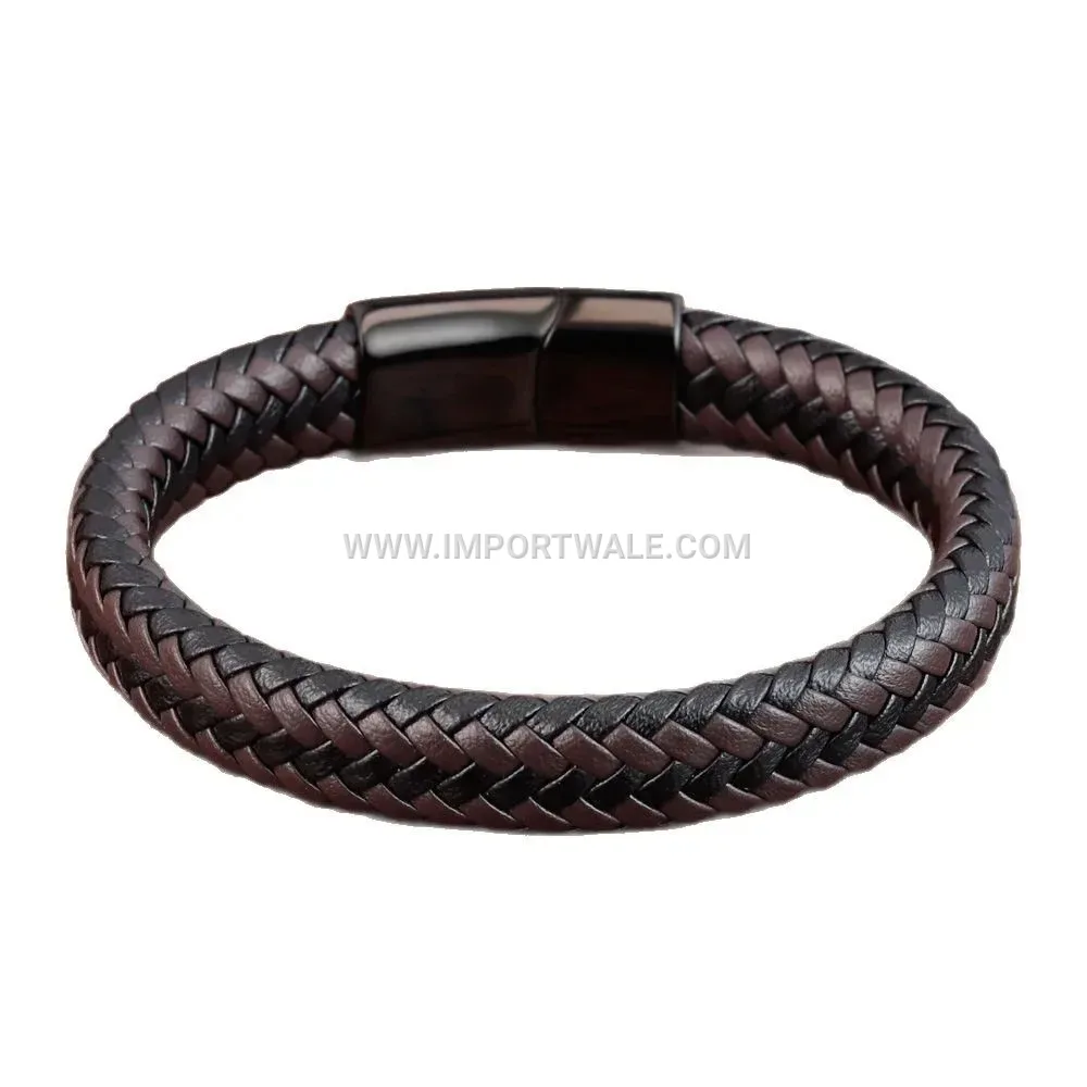 Braided Leather Bracelet with Zinc Alloy Magnetic Clasp