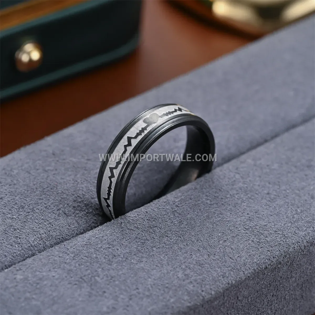 Etched Heartbeat Stainless Steel Band Ring