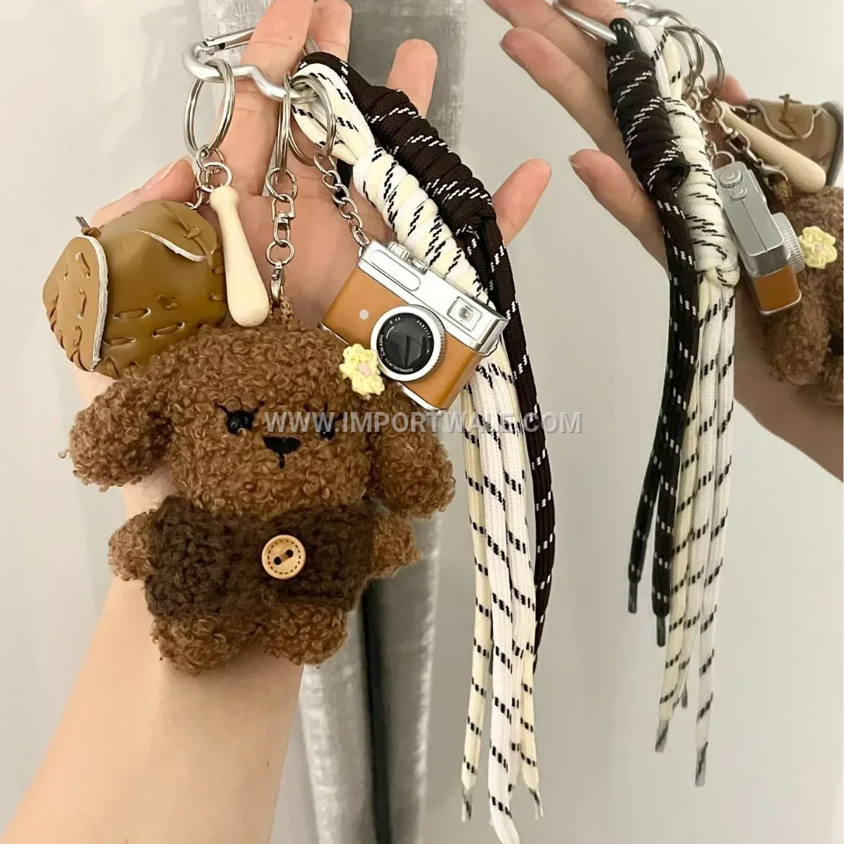 Retro Plush Teddy Dog Bag Creative Key chains Keychain
