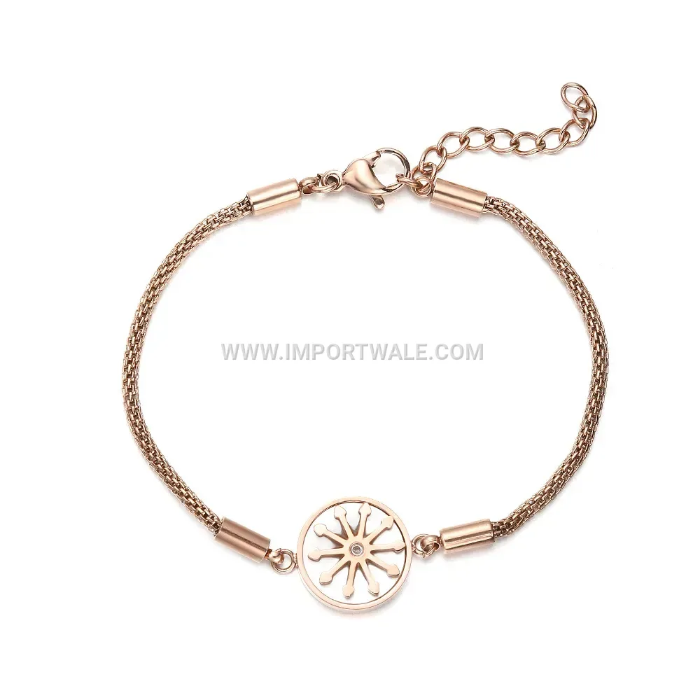 Rose Gold Titanium Steel Star Celestial Compass Bracelet