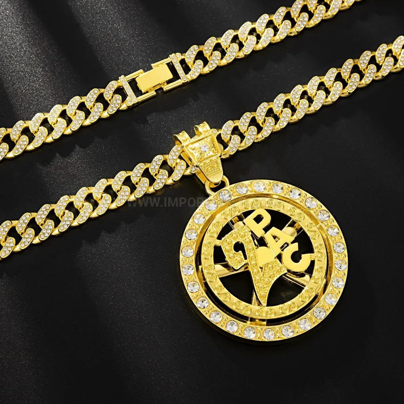 Spinning Steel Bearing Motif Hip Hop Pendant