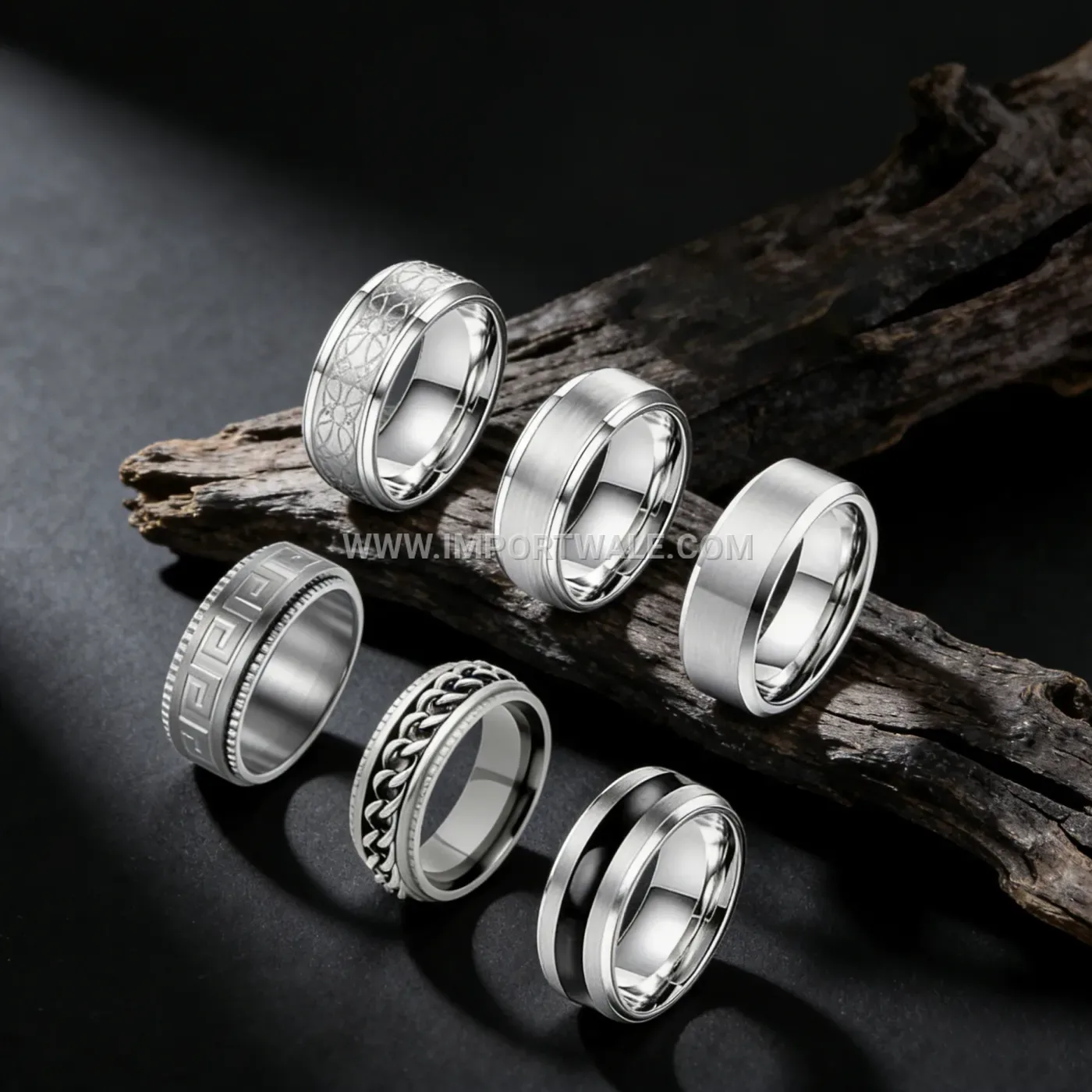 Spinning Full Eternity Square Crystal Stainless Steel Ring