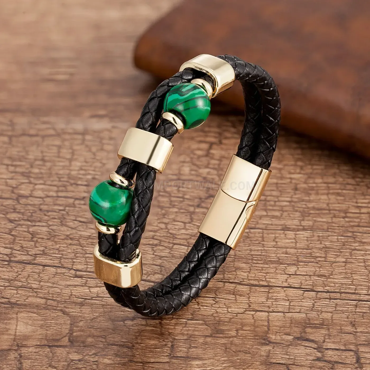 Braided Leather Cord Bracelet with Stainless Steel Magnetic Clasp