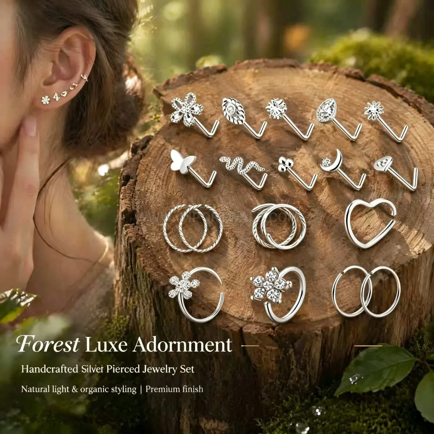 Stylish Minimalist Stainless Steel Floral Snake Body Piercing Stud