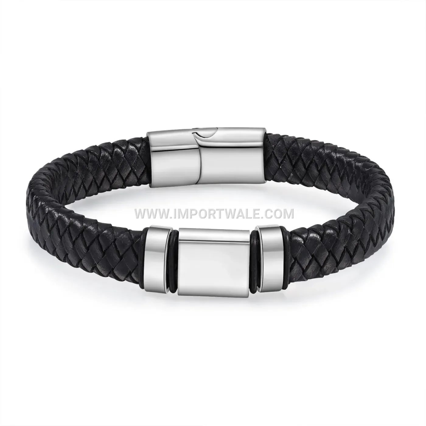 Business Style Braided Leather Magnetic Clasp Bracelet
