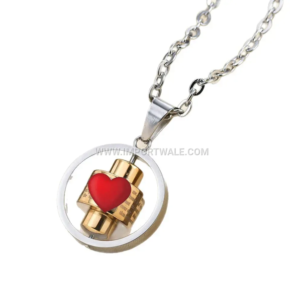 Rotatable Cutout Stainless Steel Letter Pendant Necklace